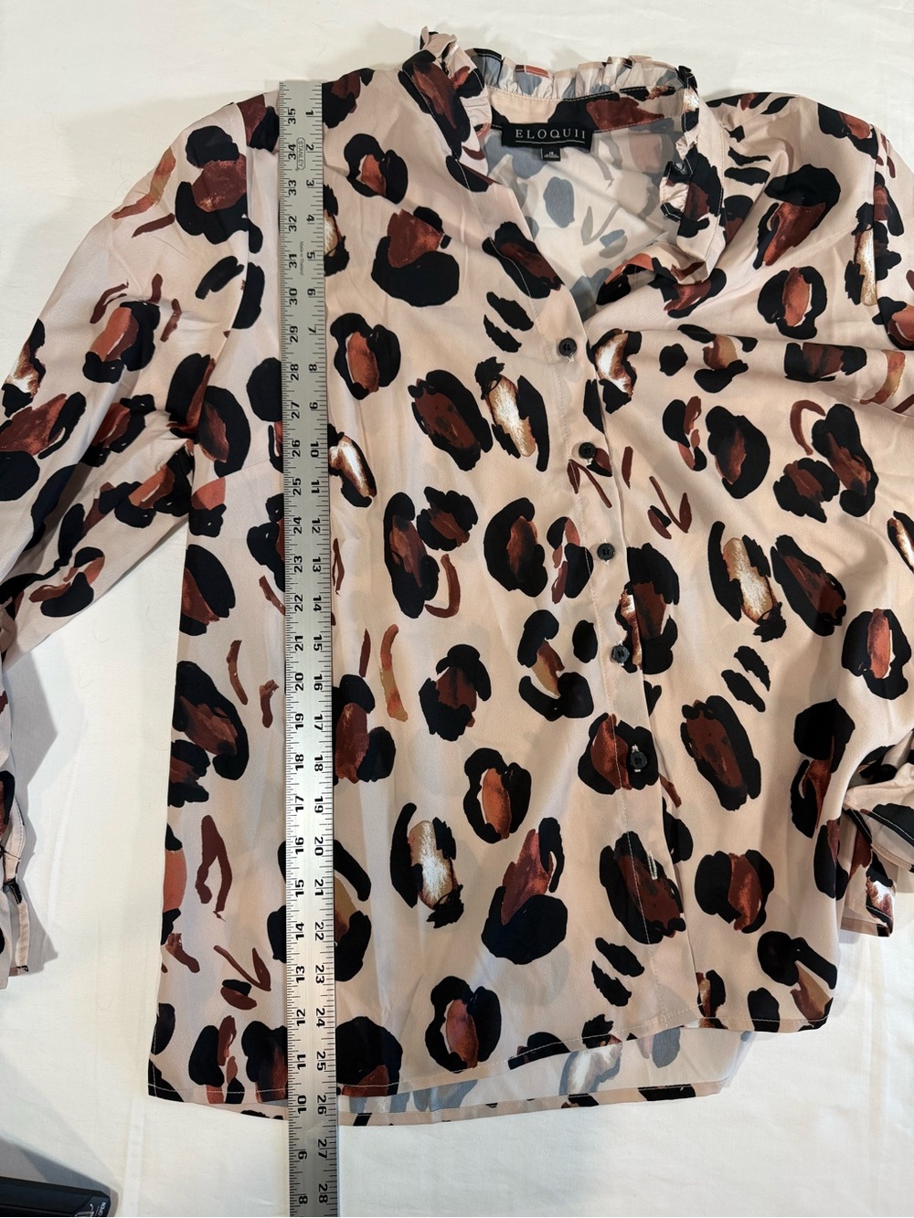 Eloquii Leopard-Print Ruffle Button Blouse - Picture 8 of 9